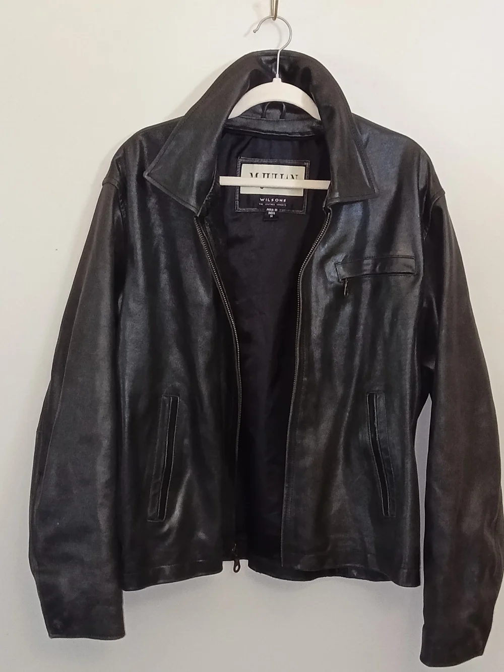 Wilsons Leather M. Julian Men's Black Distressed Heavyweight Leather Zip Jacket